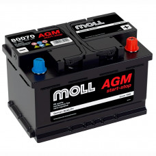 Автомобильный аккумулятор Moll AGM LN3 Start-Stop 70 Ач 760A обр. пол. (278x175x190) 80070