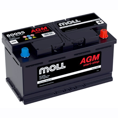 Автомобильный аккумулятор Moll AGM LN5 Start-Stop 95 Ач 850A обр. пол. (353x175x190) 80095