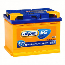 Автомобильный аккумулятор Аком 55 12V 55Ач 500A прям. пол. (242x175x190)