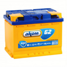 Автомобильный аккумулятор Аком 62 12V Ач 560A прям. пол.(242x175x190)
