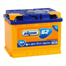 Автомобильный аккумулятор Аком 62Е 12V 62Ач 560A обр. пол. (242x175x190)