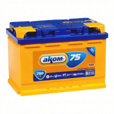 Автомобильный аккумулятор Аком 75Е 12V 75Ач 750A обр. пол. (277x175x190)